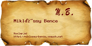 Miklóssy Bence névjegykártya