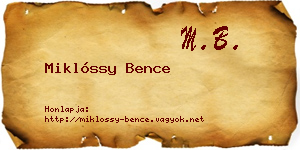 Miklóssy Bence névjegykártya